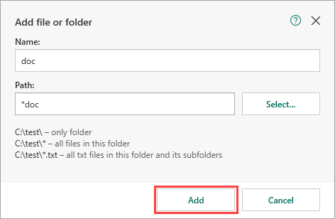 Entering a file name and extension mask in Kaspersky Total Security 19