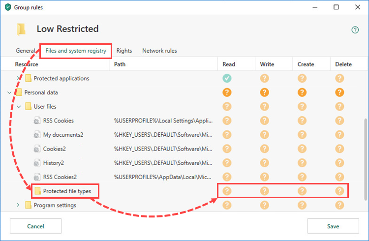 Checking the rules set for categories in Kaspersky Total Security 19
