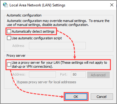 Disabling a proxy server