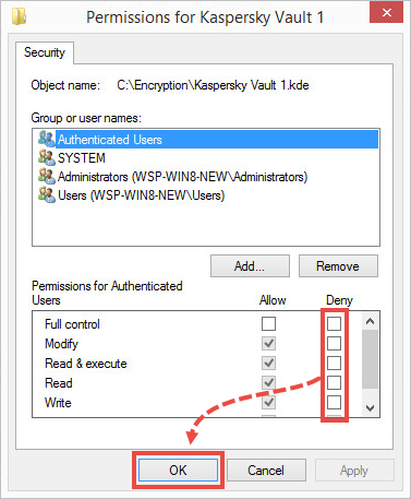 Allowing full access for the System user account