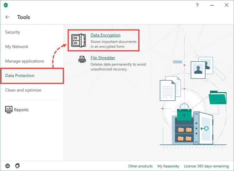 Opening Data Encryption in Kaspersky Total Security 20