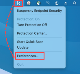 Opening the Kaspersky Endpoint Security 11 for Mac settings