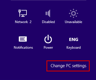 Changing the PC settings in Windows 8, 8.1.