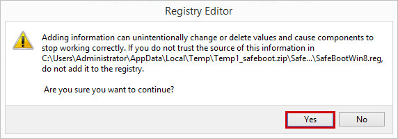 Adding information to the Windows registry editor