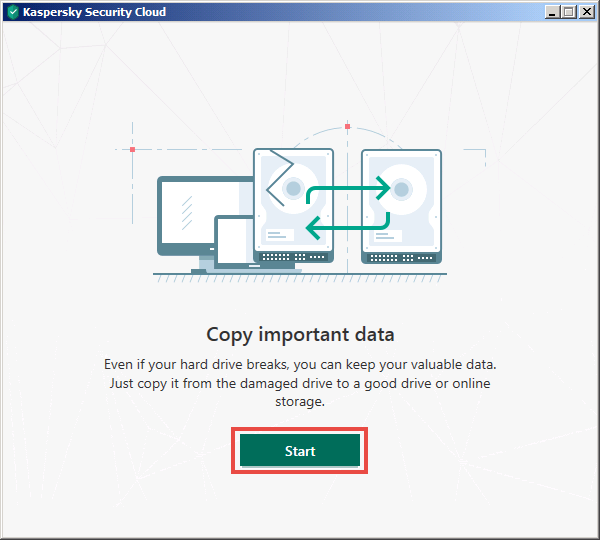 Copying data for encryption in Kaspersky Security Cloud 20