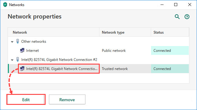 Opening network settings in Kaspersky Internet Security 20