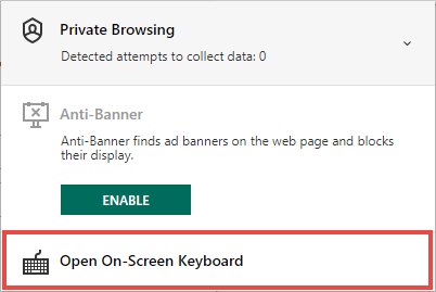 Opening On-Screen Keyboard from the browser in Kaspersky Total Security 20