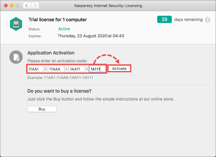 Activating Kaspersky Internet Security 20 for Mac