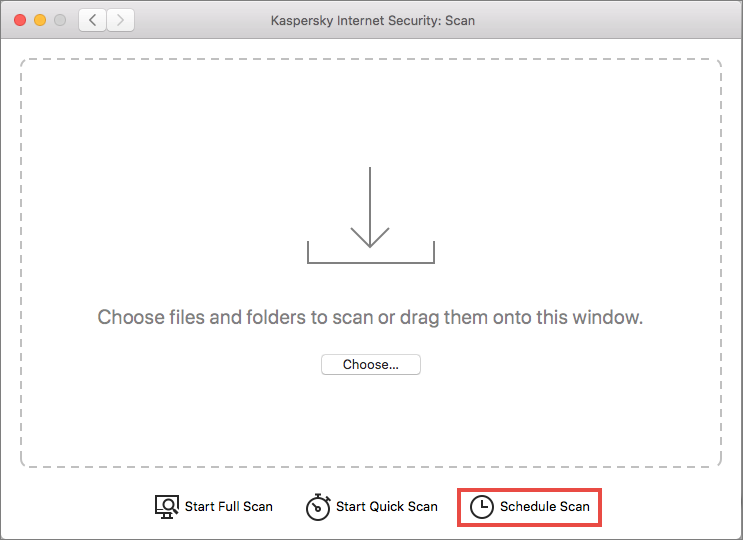Opening the scan preferences window in Kaspersky Internet Security for Mac