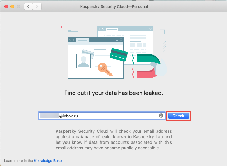Starting a scan of a user account with Kaspersky Security Cloud 20 for Mac