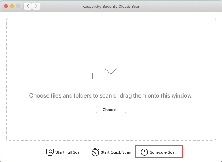 Opening the scan preferences window in Kaspersky Security Cloud 20 for Mac