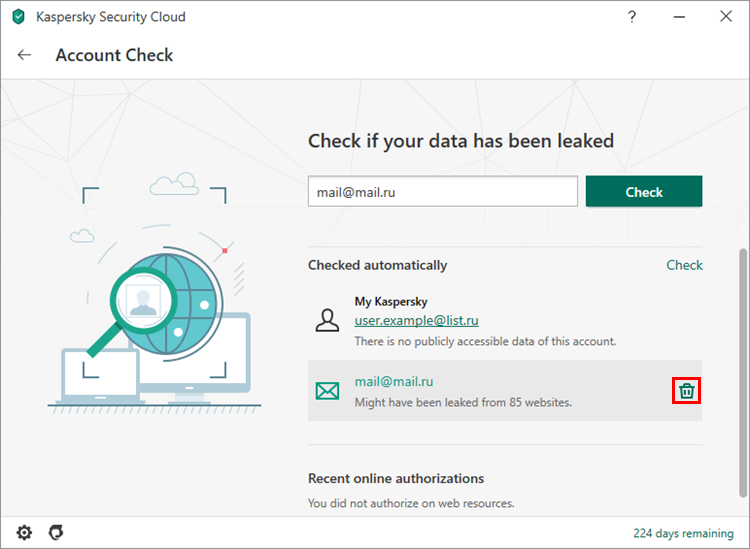 Canceling regular scan for an account in Kaspersky Security Cloud 20