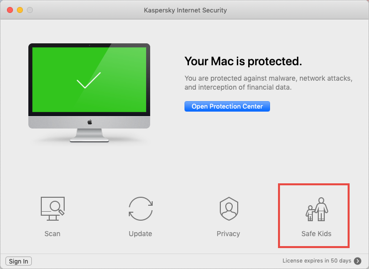 Safe Kids feature in Kaspersky Internet Security for Mac