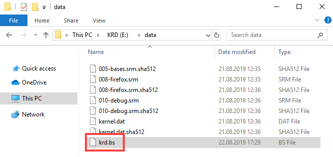 The location of the krd.bs file 
