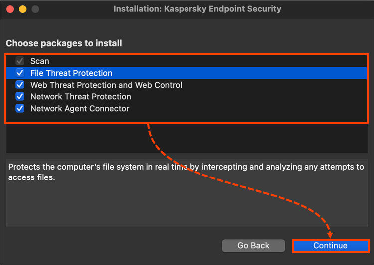 Custom installation of Kaspersky Endpoint Security 11 for Mac