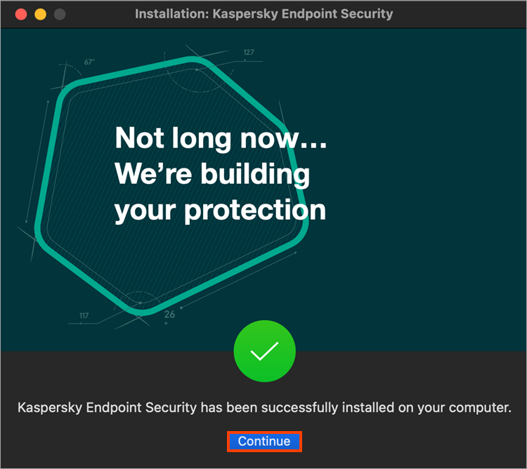 Completing the installation of Kaspersky Endpoint Security 11 for Mac