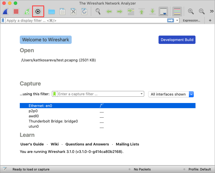 Getting started with Wireshark application