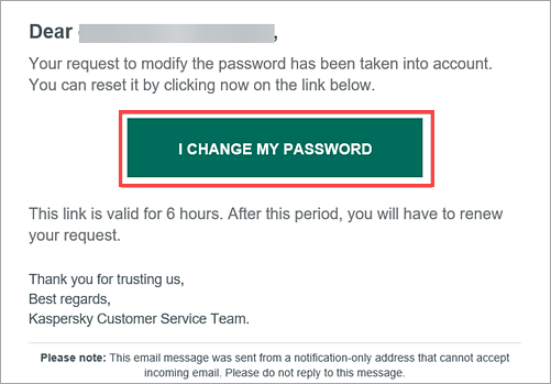 Confirming password change for Nexway Customer account.