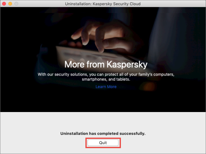 Completing the removal of Kaspersky Security Cloud for Mac