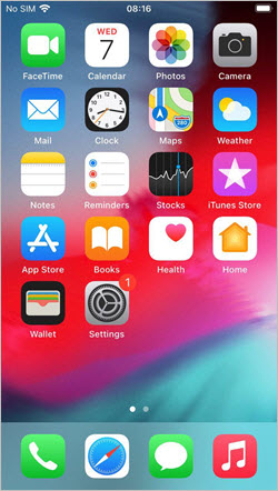 iOS device homescreen