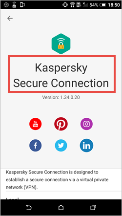 The About screen in Kaspersky Who Calls for Android