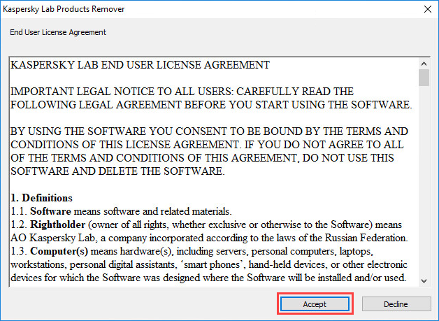 Opening the End User License Agreement. 