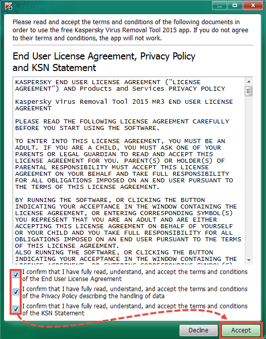 Licensing Agreement, Privacy Policy and KSN Agreement window.