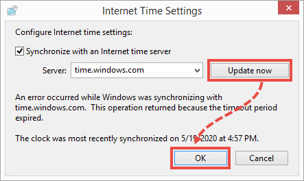 Date and time configuration via Internet in Windows 8, 8.1