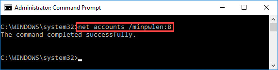 Changing the minimum password length in Windows