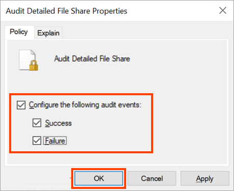 Configuring the Audit Detailed File Share events