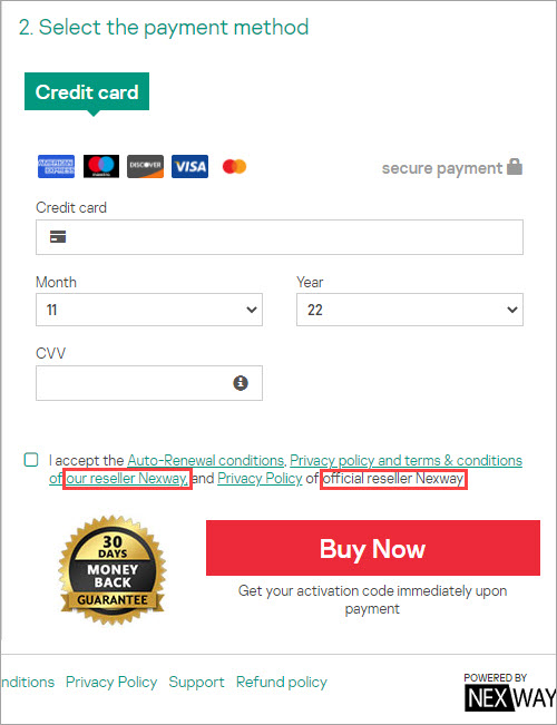 Check the name of the e-commerce partner on the shopping cart page