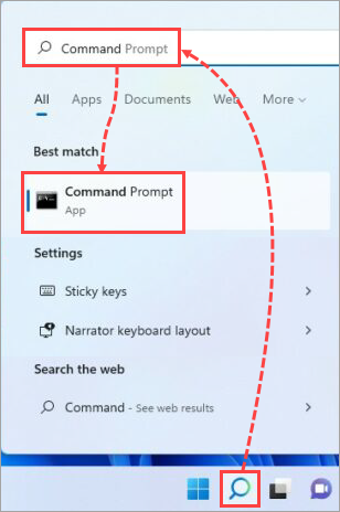Opening the command line in Windows 11