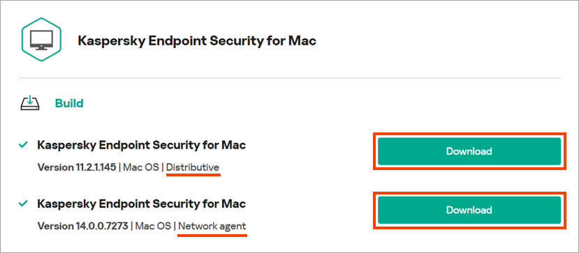 Downloading the latest distribution package of Kaspersky Endpoint Security 11 for Mac