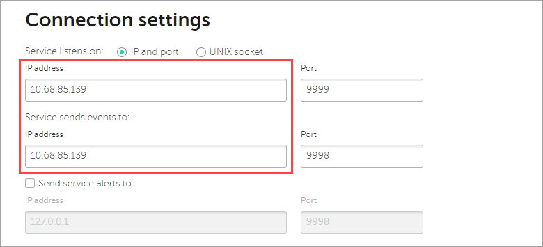 Filling the IP address fields.