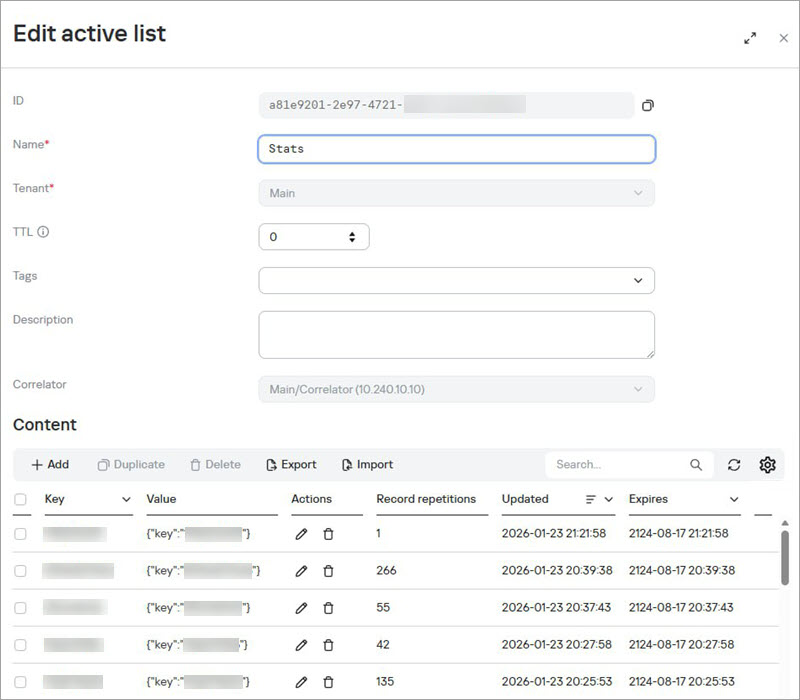 Active lists and context tables in Kaspersky Unified Monitoring and ...