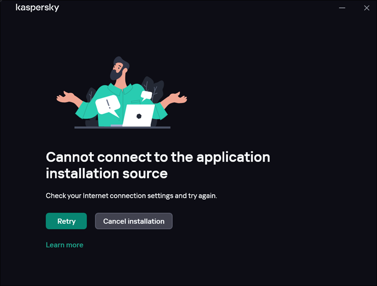Error “Cannot connect to the application installation source” in ...