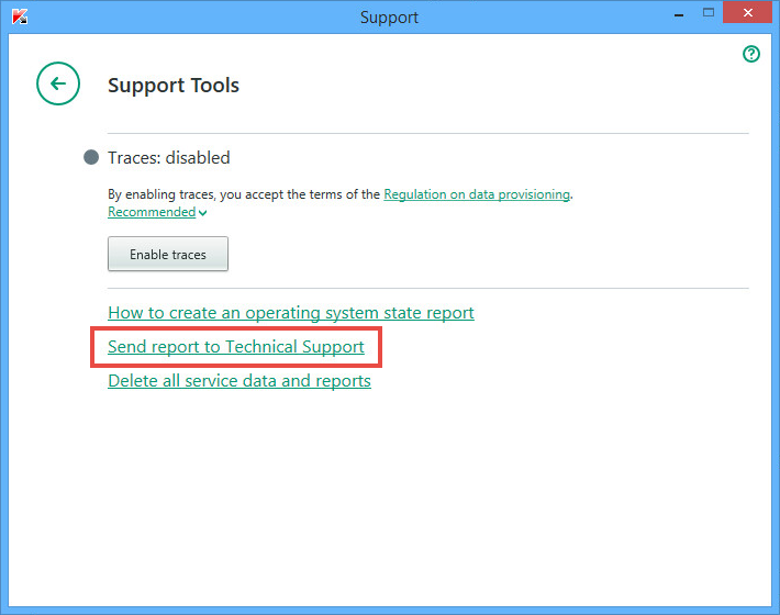 Image: the Support Tools window