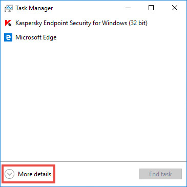 The processes tab of the Task Manager in Windows 10