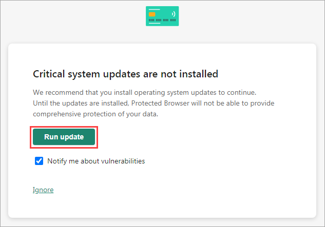 Installing operating system updates when starting Safe Money