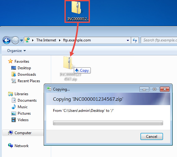 Image: how to copy your files to the filder on the FTP server