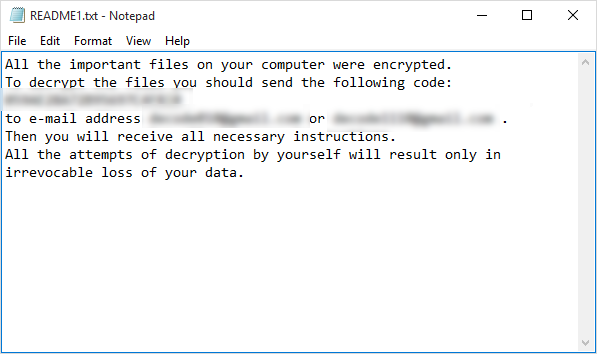 Example of the readme.txt file for the ShadeDecryptor tool.