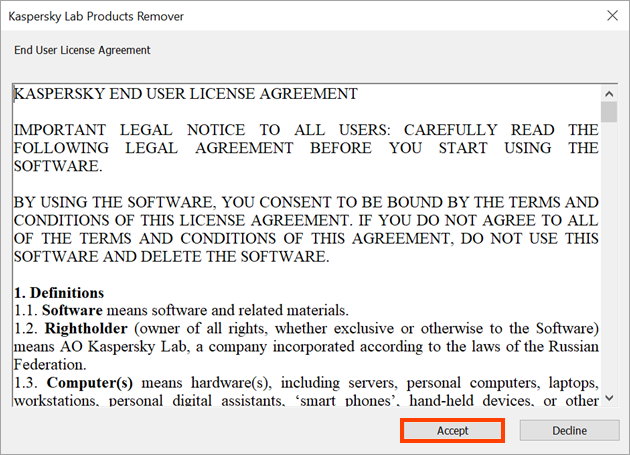 Getting acquainted with the End User License Agreement.