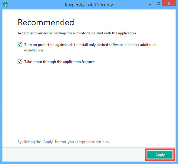 Enabling the recommended settings in Kaspersky Total Security 2018