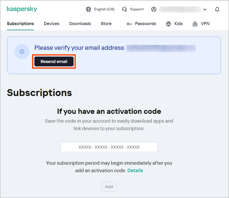My Kaspersky account 