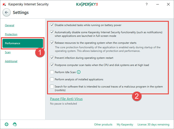 Image: Kaspersky Internet Security Settings window