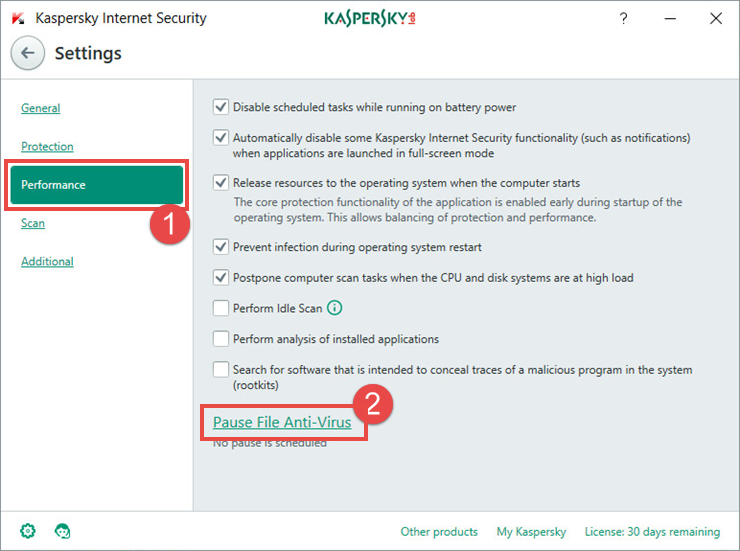 Image: Kaspersky Internet Security Settings window