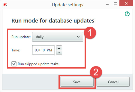 Image: the Update settings window in Kaspersky Internet Security 2018