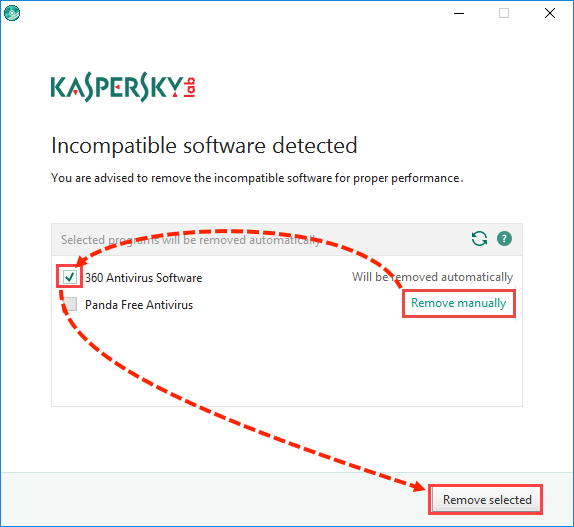 Removing incompatible software in Kaspersky Total Security 2018 