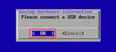 Connecting a USB to save hardware information in Kaspersky Rescue Disk