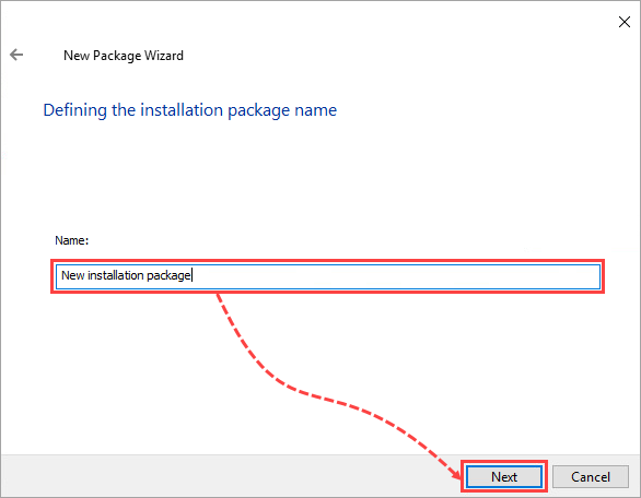 Naming an installation package in Kaspersky Security Center